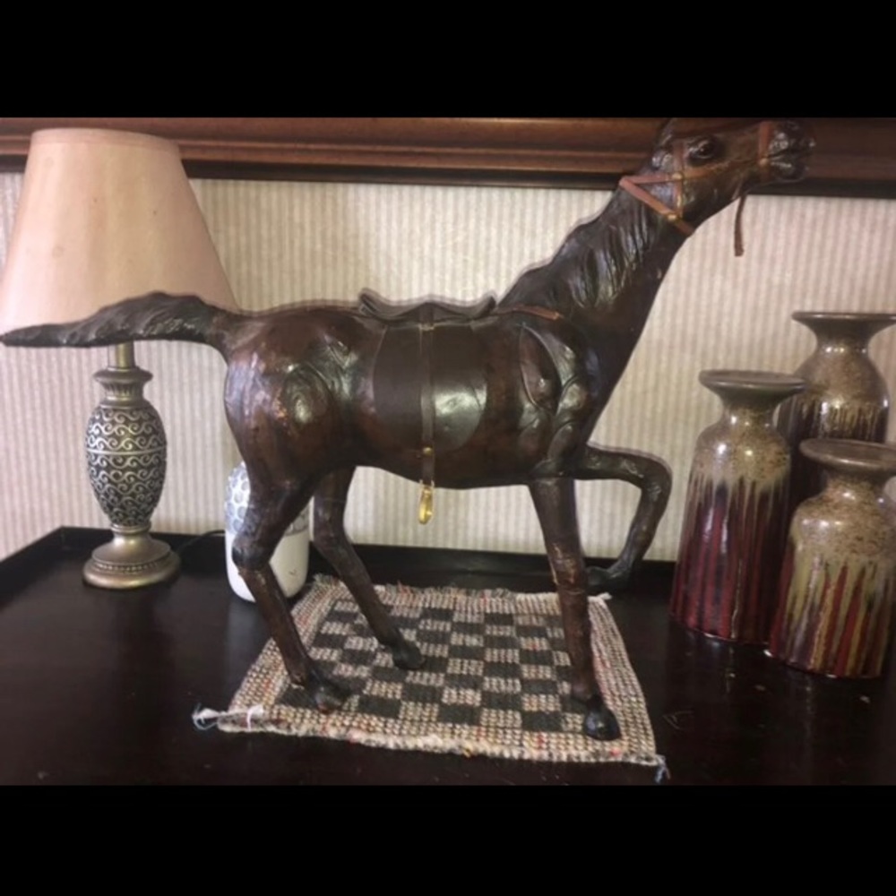 leather 19th century french equine statue